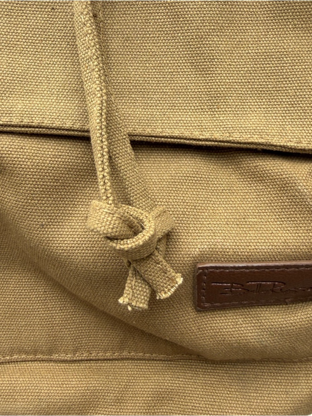Bella Russo Canvas Backpack Unisex Drawstring Flap Zipper Pockets Faux Leather - Picture 4 of 11